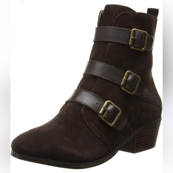Kelsi Dagger Brooklyn Women’s Dana Chocolate Brown Suede Ankle Boot Buckles 8 - Picture 1 of 10